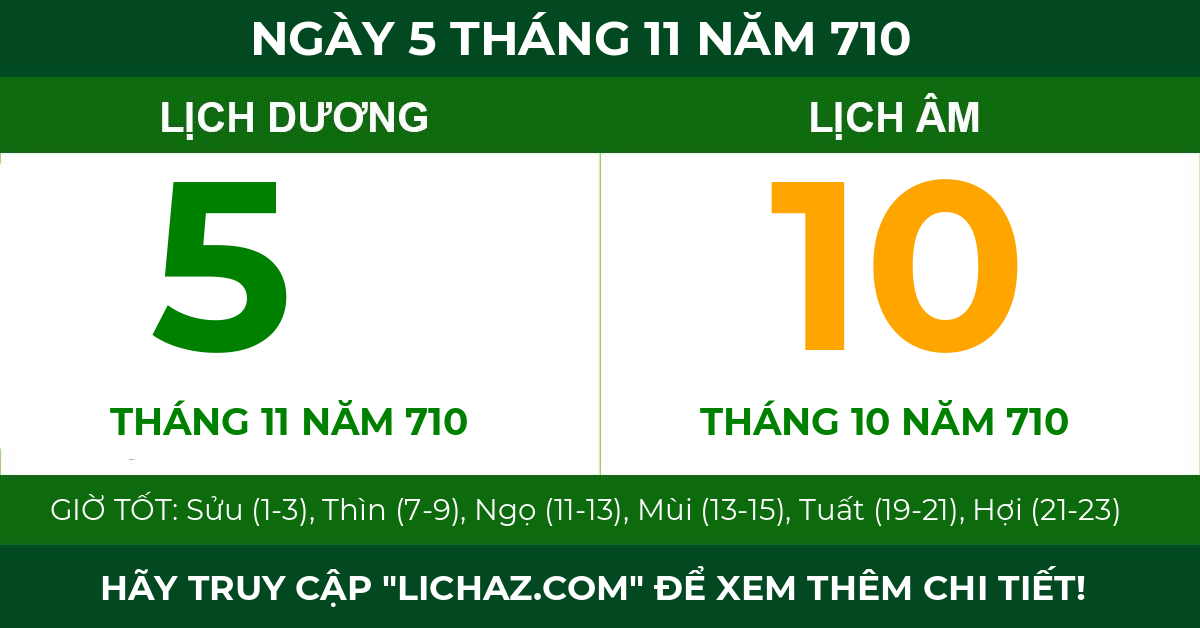 lịch âm ngày 5 tháng 11 năm 710