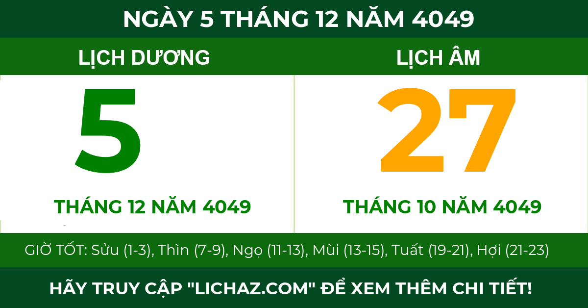 lịch âm ngày 5 tháng 12 năm 4049