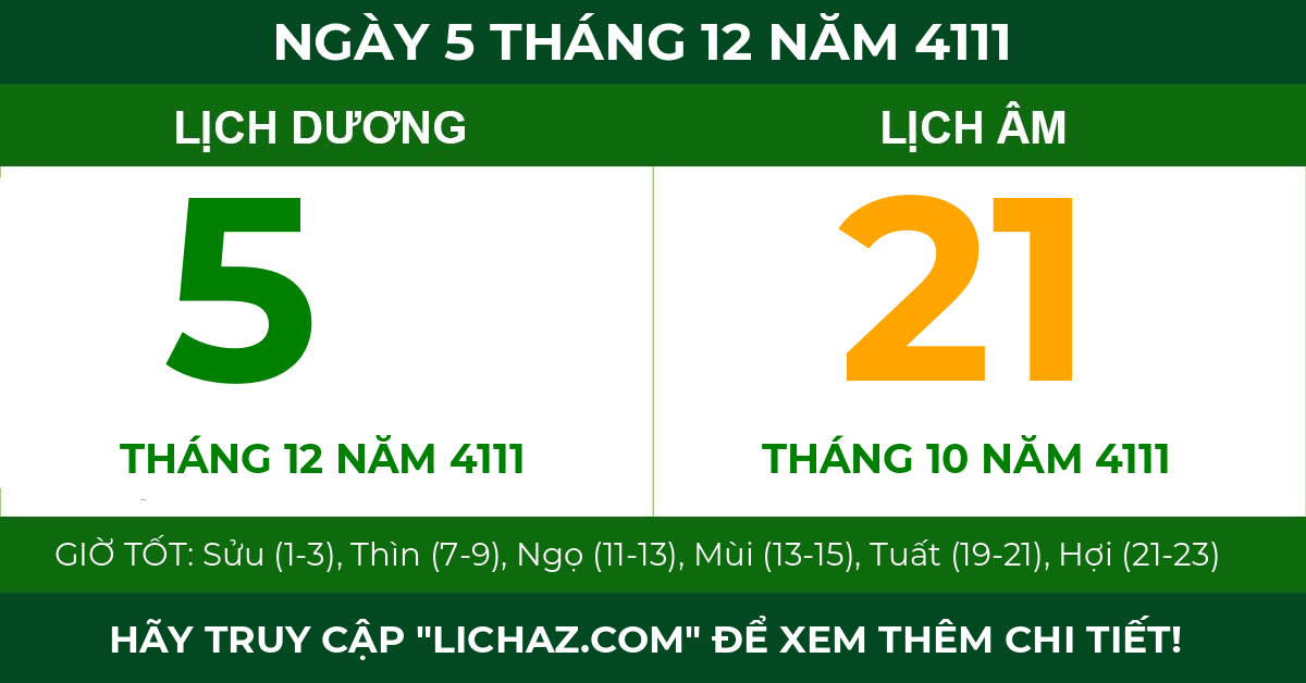 lịch âm ngày 5 tháng 12 năm 4111