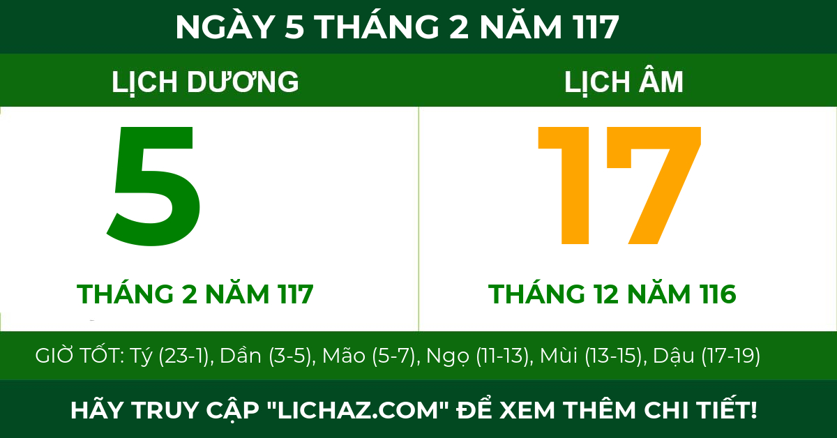 lịch âm ngày 5 tháng 2 năm 117