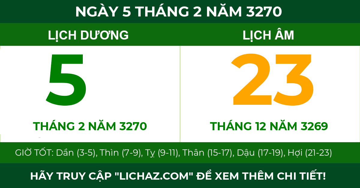 lịch âm ngày 5 tháng 2 năm 3270