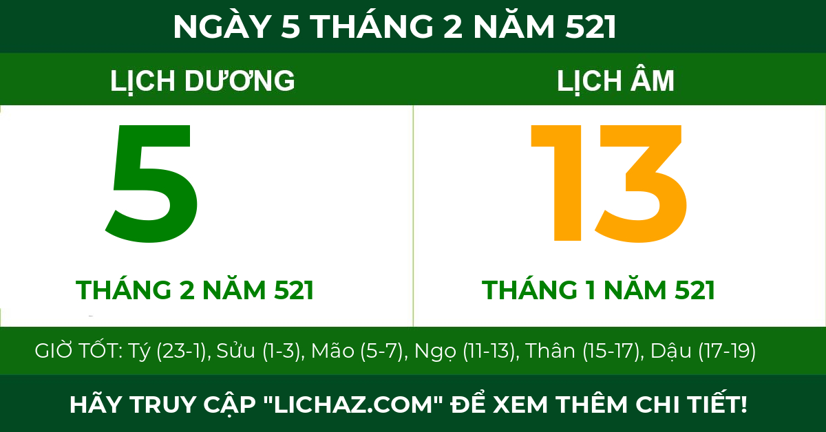 lịch âm ngày 5 tháng 2 năm 521