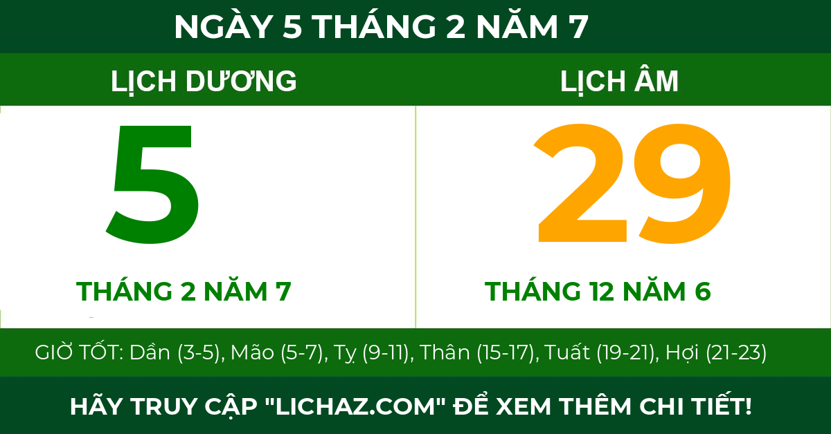 lịch âm ngày 5 tháng 2 năm 7
