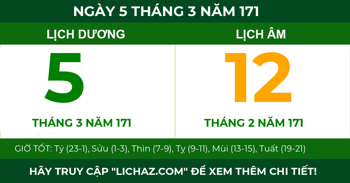 lịch âm ngày 5 tháng 3 năm 171