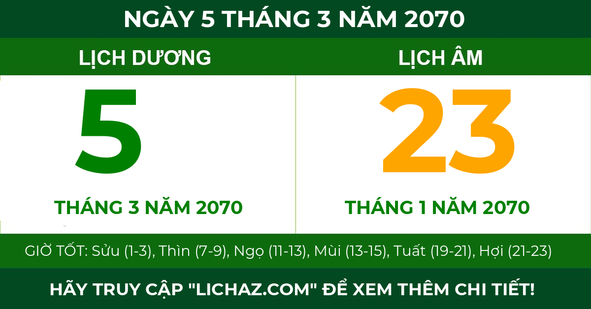 lịch âm ngày 5 tháng 3 năm 2070
