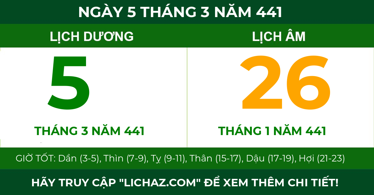 lịch âm ngày 5 tháng 3 năm 441