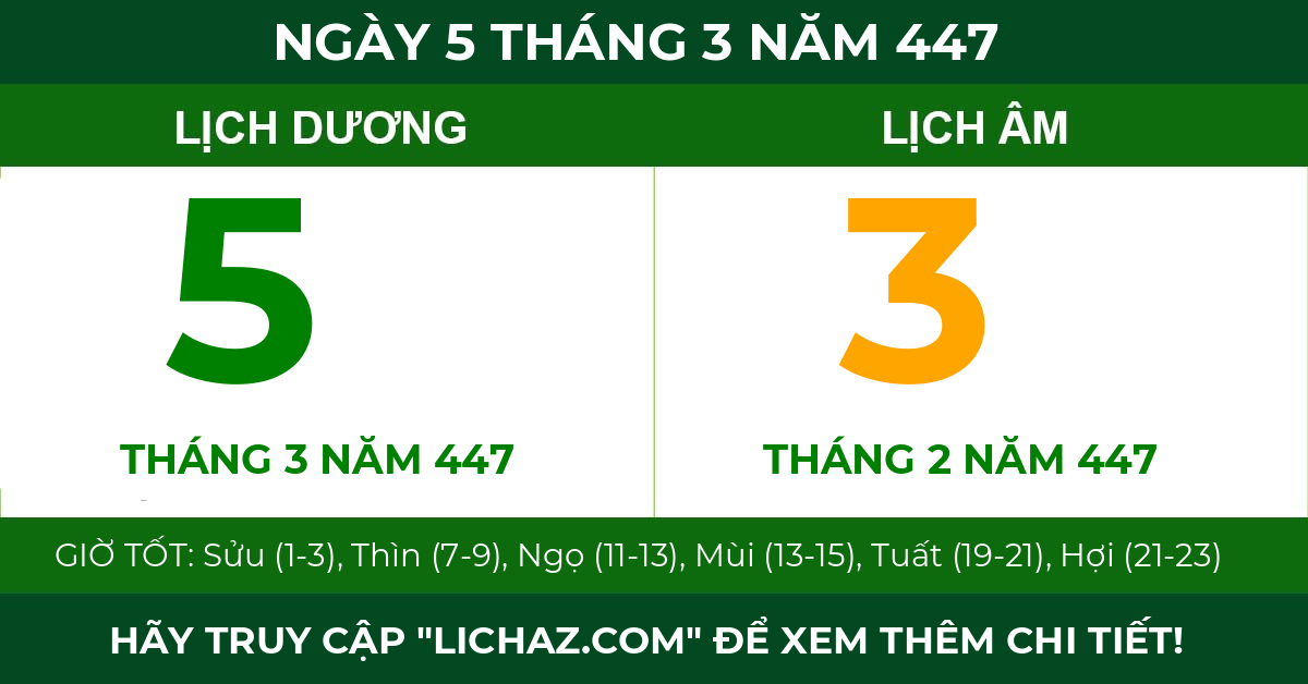 lịch âm ngày 5 tháng 3 năm 447