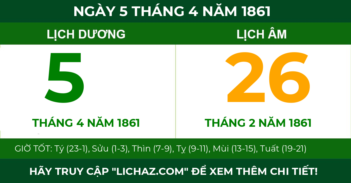 lịch âm ngày 5 tháng 4 năm 1861
