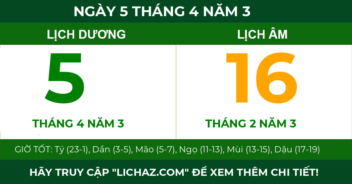 lịch âm ngày 5 tháng 4 năm 3