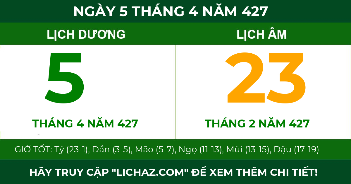 lịch âm ngày 5 tháng 4 năm 427