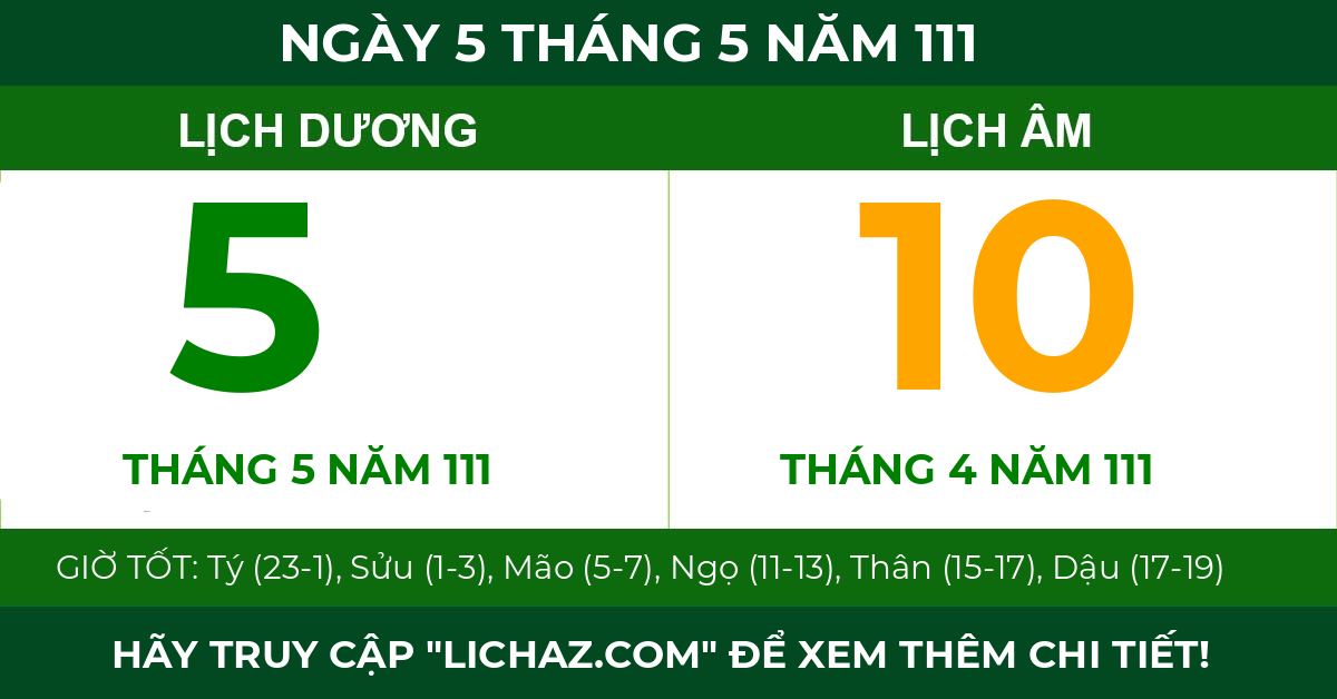 lịch âm ngày 5 tháng 5 năm 111