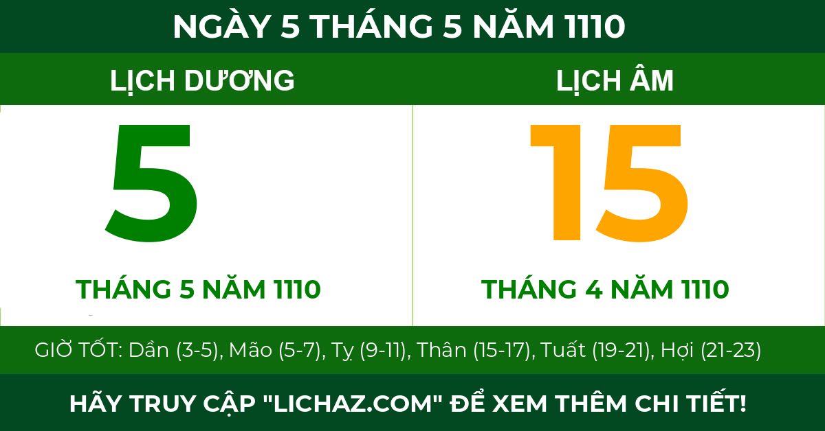 lịch âm ngày 5 tháng 5 năm 1110