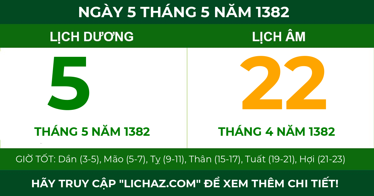 lịch âm ngày 5 tháng 5 năm 1382