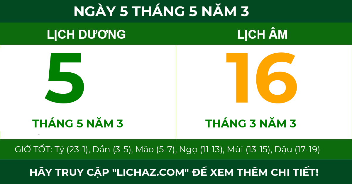 lịch âm ngày 5 tháng 5 năm 3