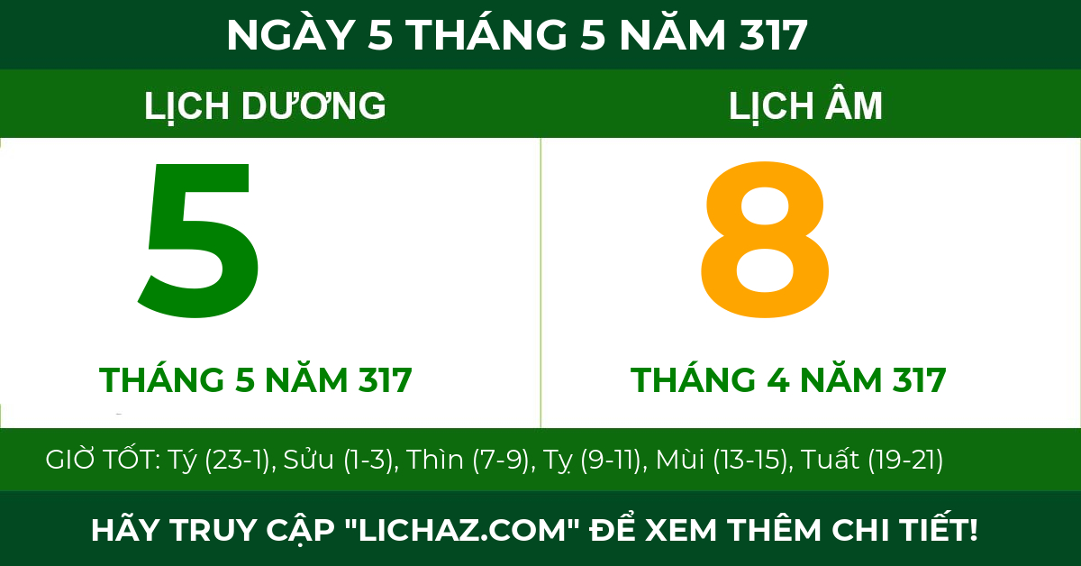 lịch âm ngày 5 tháng 5 năm 317
