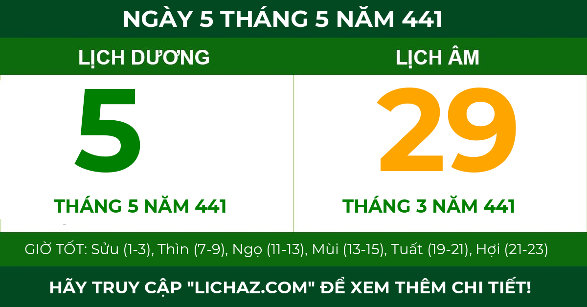 lịch âm ngày 5 tháng 5 năm 441