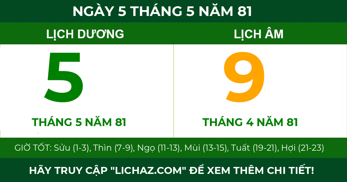 lịch âm ngày 5 tháng 5 năm 81