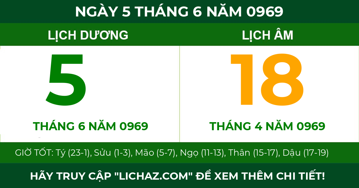 lịch âm ngày 5 tháng 6 năm 0969