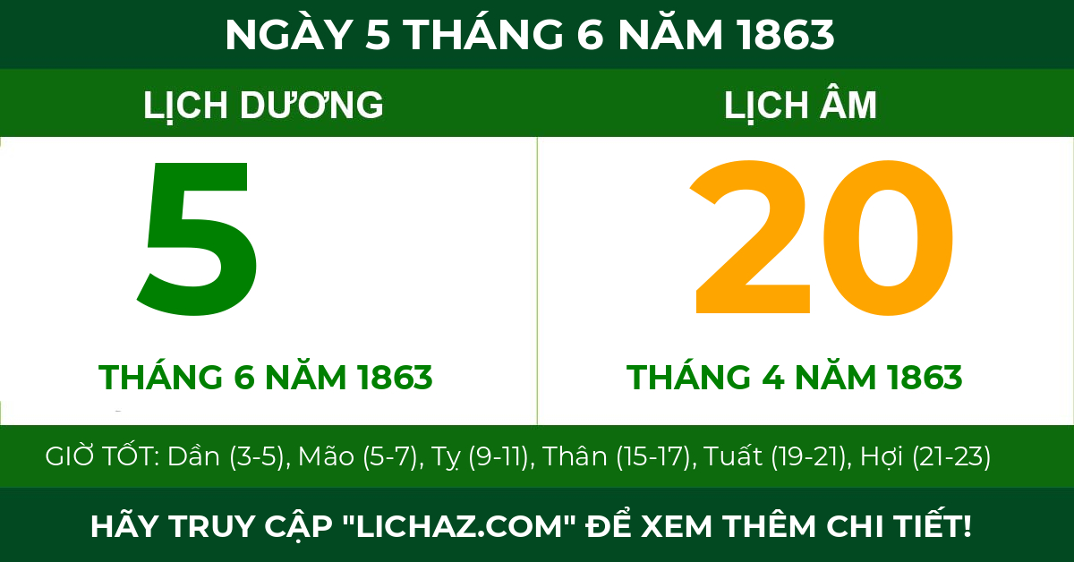 lịch âm ngày 5 tháng 6 năm 1863