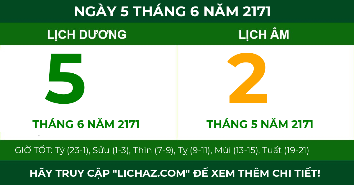 lịch âm ngày 5 tháng 6 năm 2171