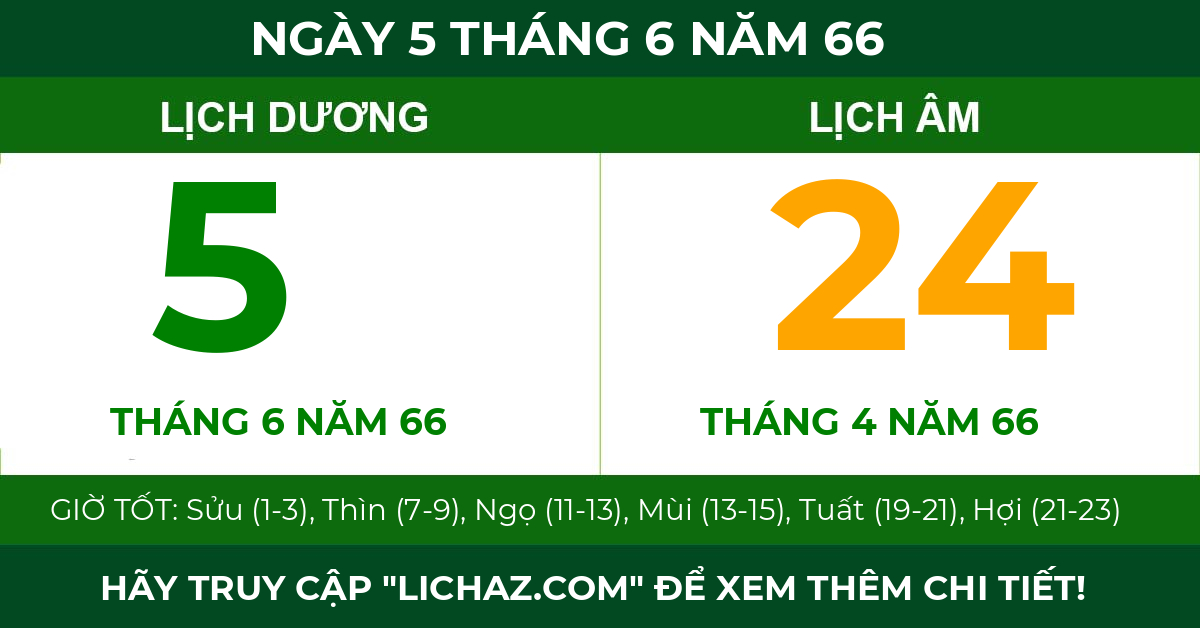 lịch âm ngày 5 tháng 6 năm 66