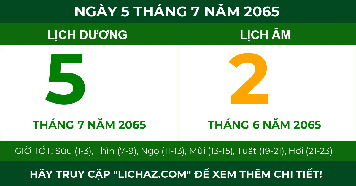 lịch âm ngày 5 tháng 7 năm 2065