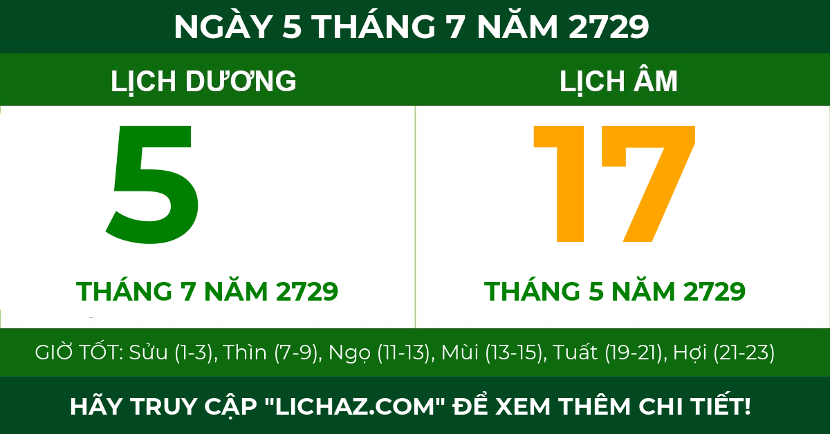 lịch âm ngày 5 tháng 7 năm 2729