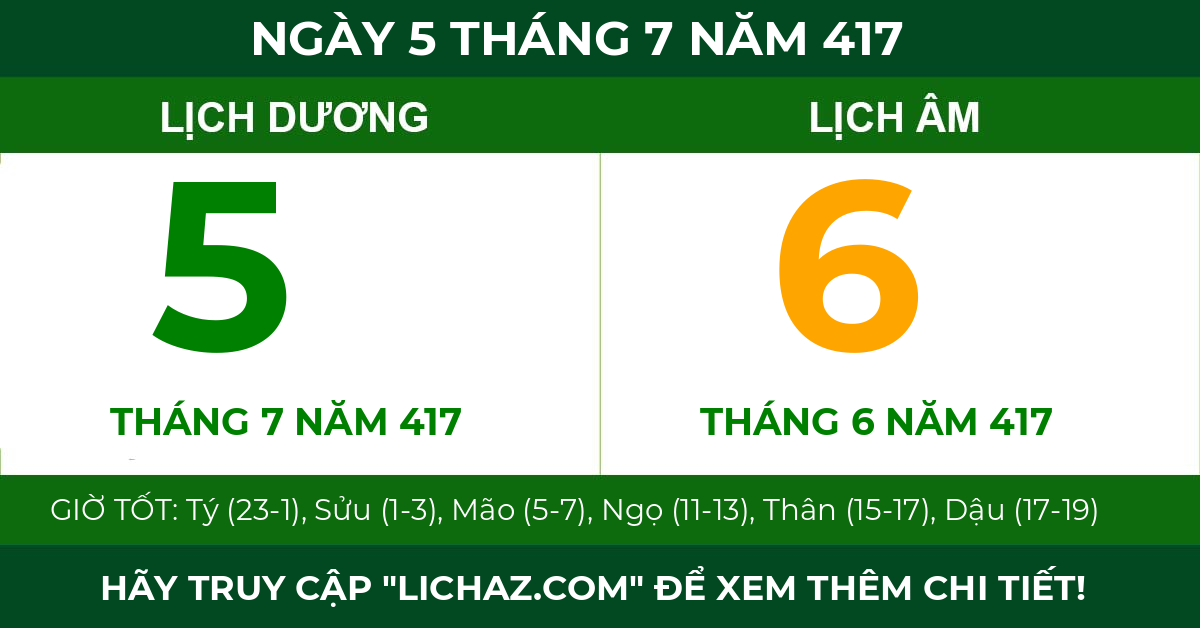 lịch âm ngày 5 tháng 7 năm 417