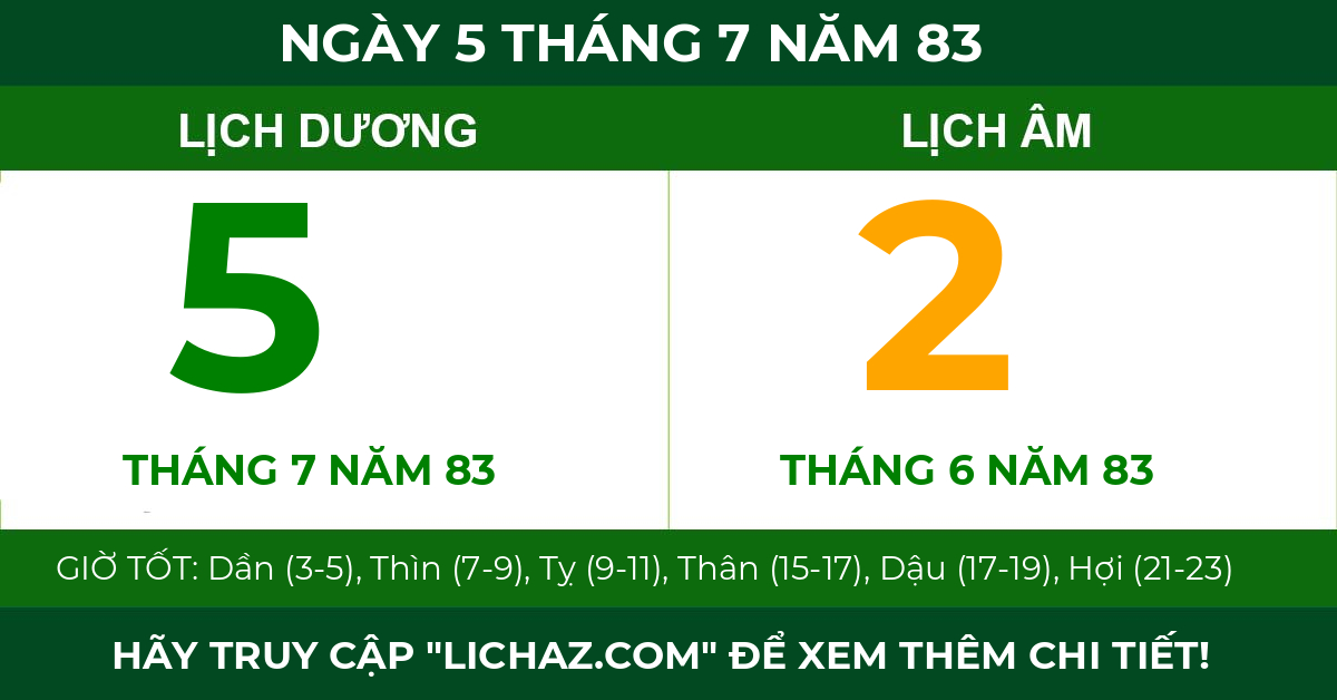 lịch âm ngày 5 tháng 7 năm 83