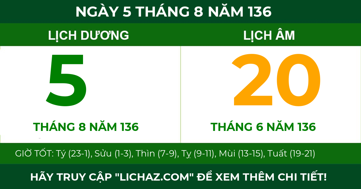 lịch âm ngày 5 tháng 8 năm 136