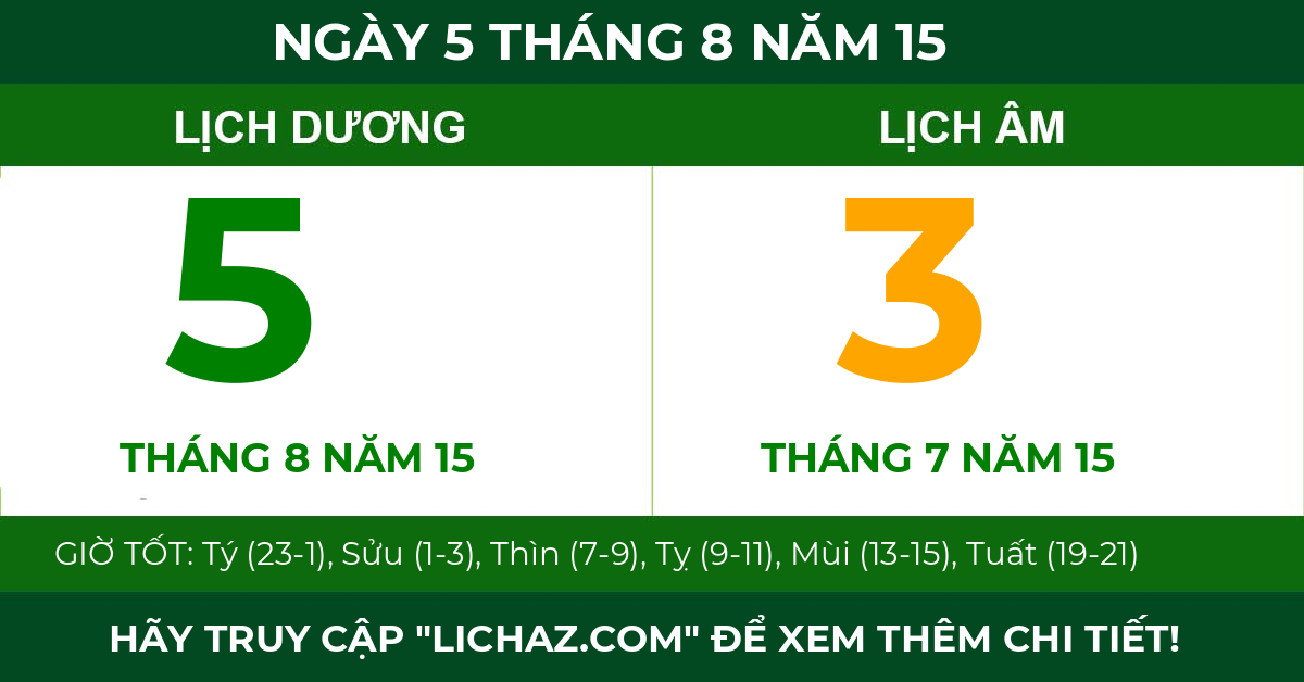 lịch âm ngày 5 tháng 8 năm 15