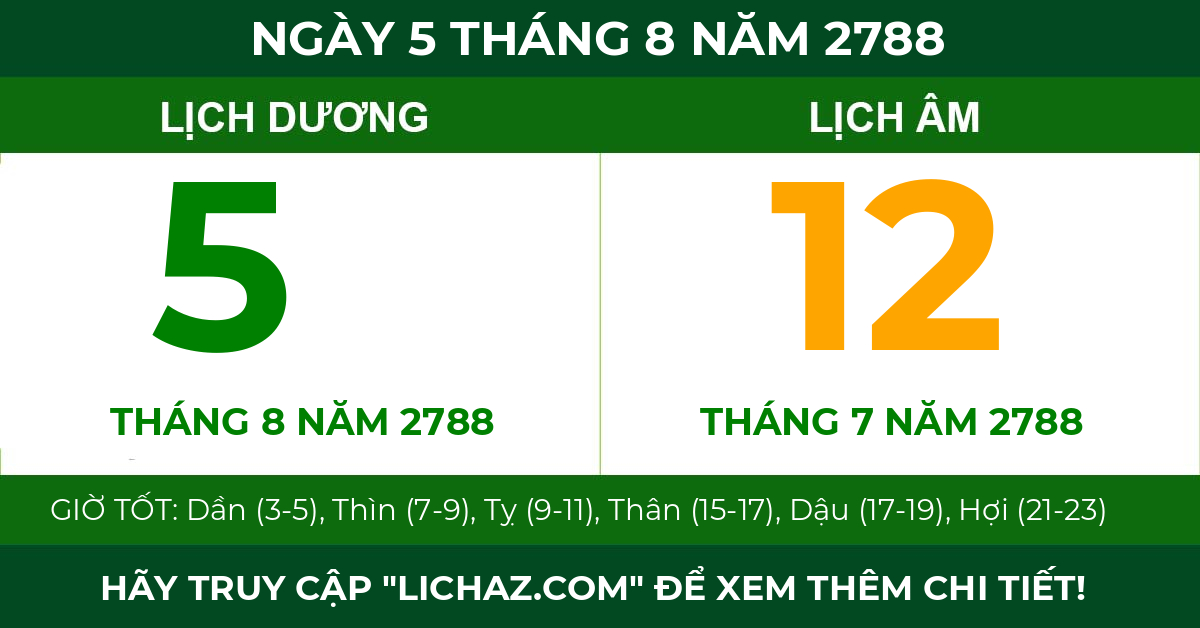 lịch âm ngày 5 tháng 8 năm 2788