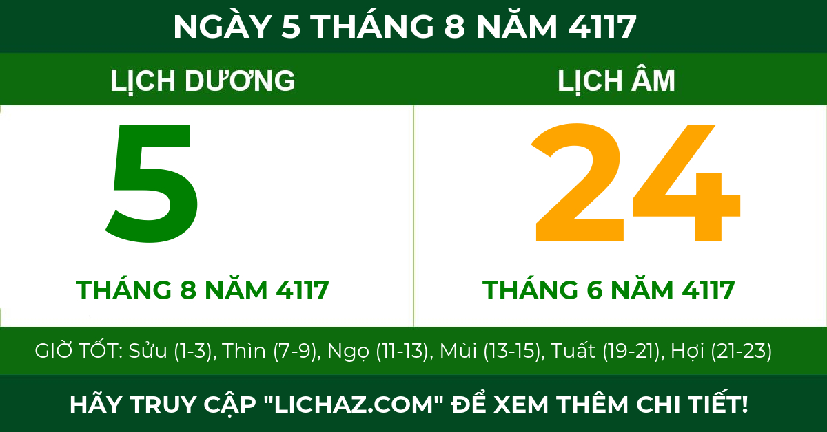 lịch âm ngày 5 tháng 8 năm 4117