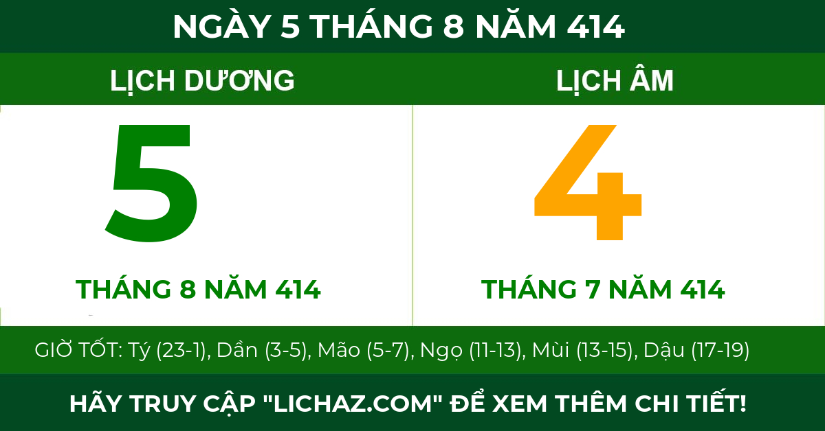 lịch âm ngày 5 tháng 8 năm 414