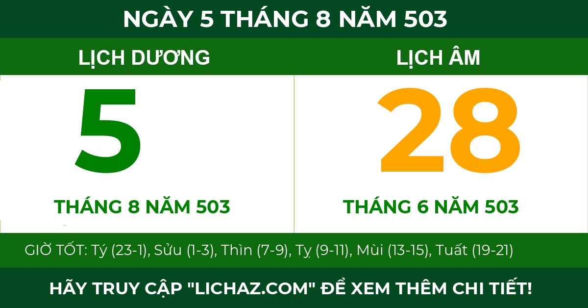 lịch âm ngày 5 tháng 8 năm 503