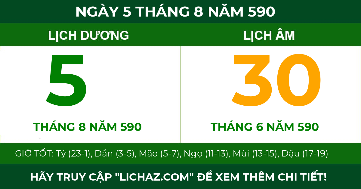 lịch âm ngày 5 tháng 8 năm 590