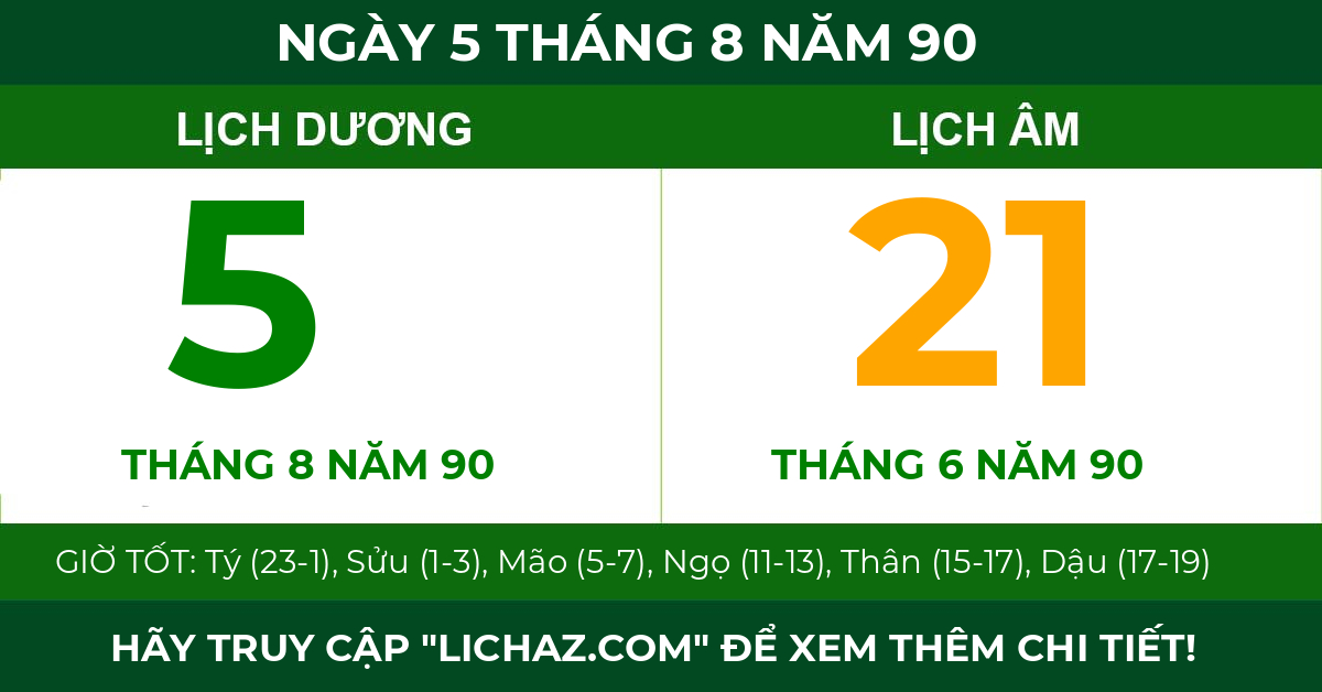 lịch âm ngày 5 tháng 8 năm 90