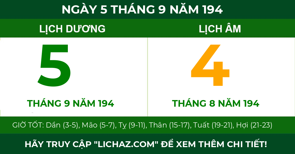 lịch âm ngày 5 tháng 9 năm 194
