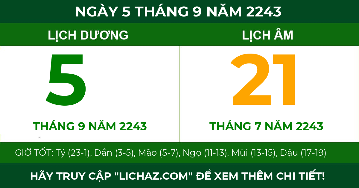 lịch âm ngày 5 tháng 9 năm 2243