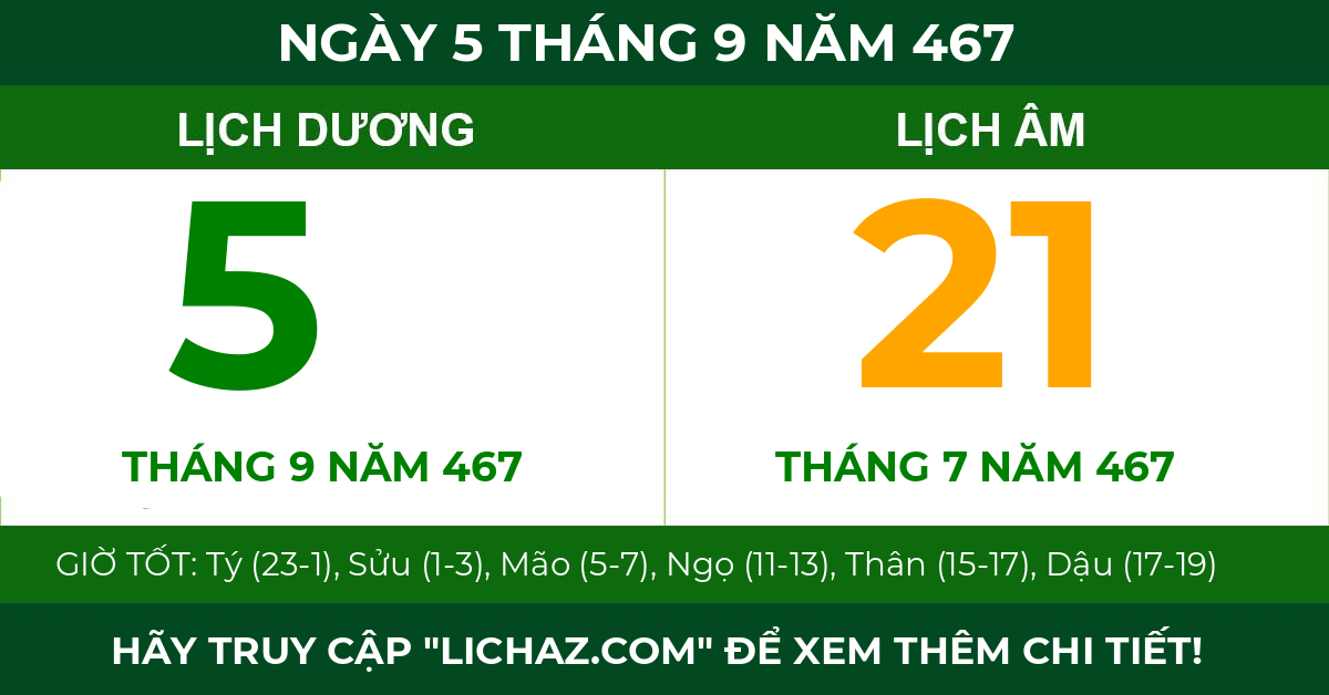 lịch âm ngày 5 tháng 9 năm 467