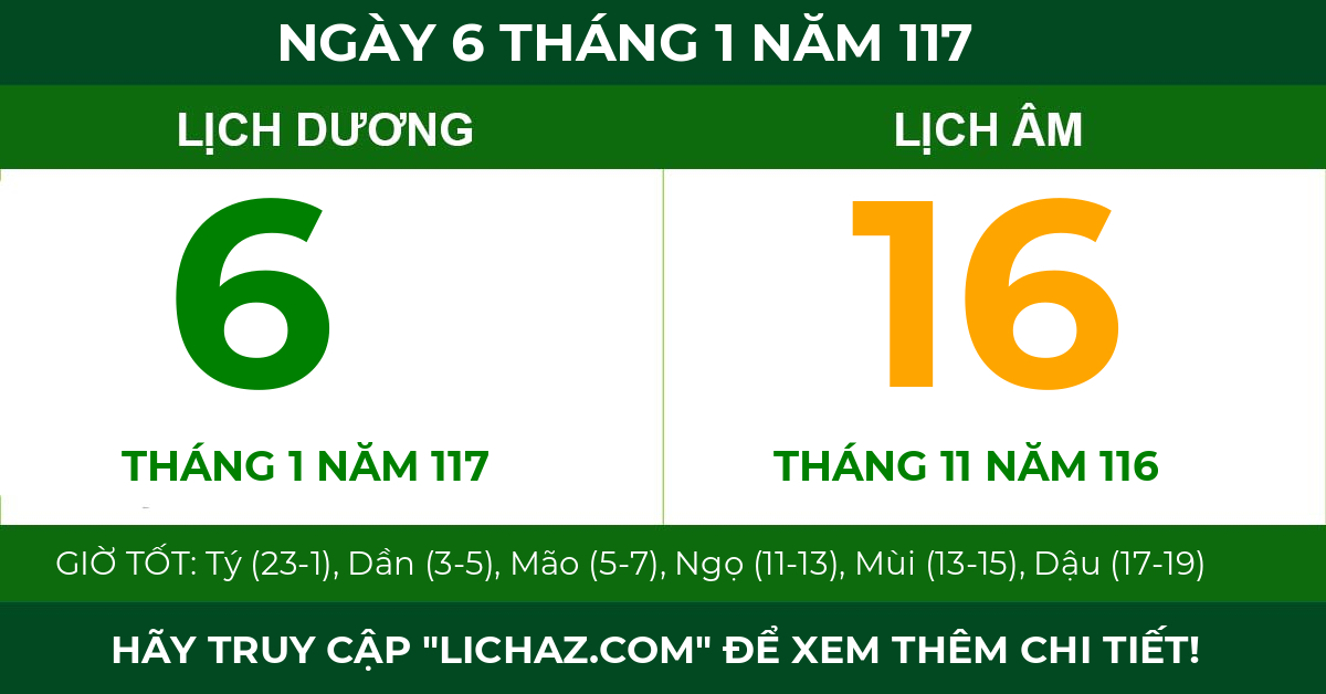 lịch âm ngày 6 tháng 1 năm 117