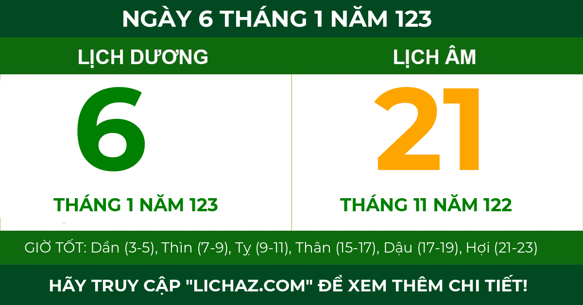 lịch âm ngày 6 tháng 1 năm 123