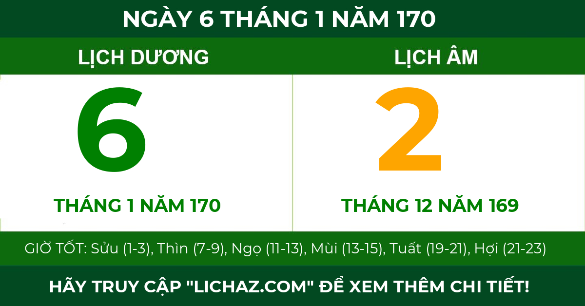 lịch âm ngày 6 tháng 1 năm 170