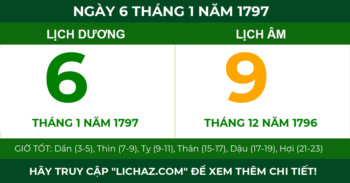 lịch âm ngày 6 tháng 1 năm 1797