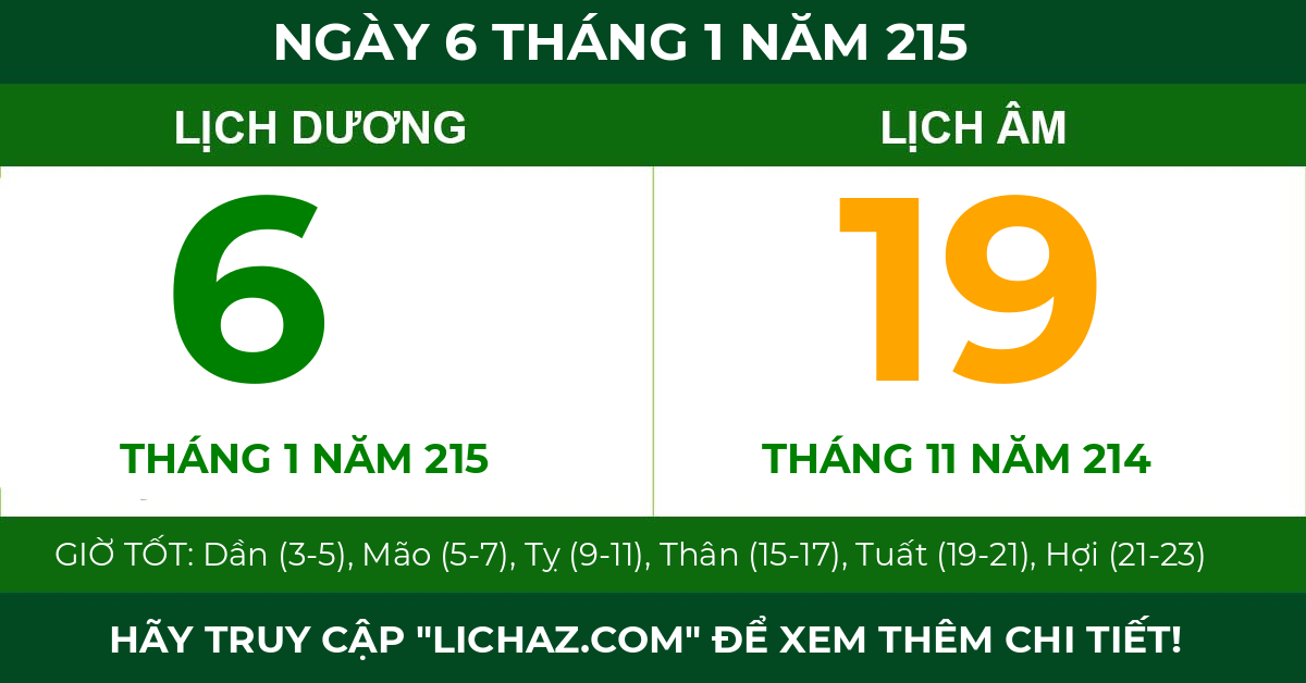 lịch âm ngày 6 tháng 1 năm 215