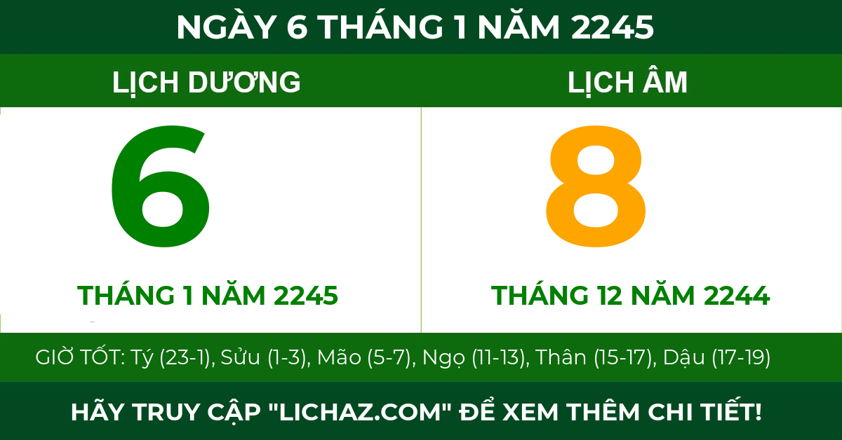 lịch âm ngày 6 tháng 1 năm 2245