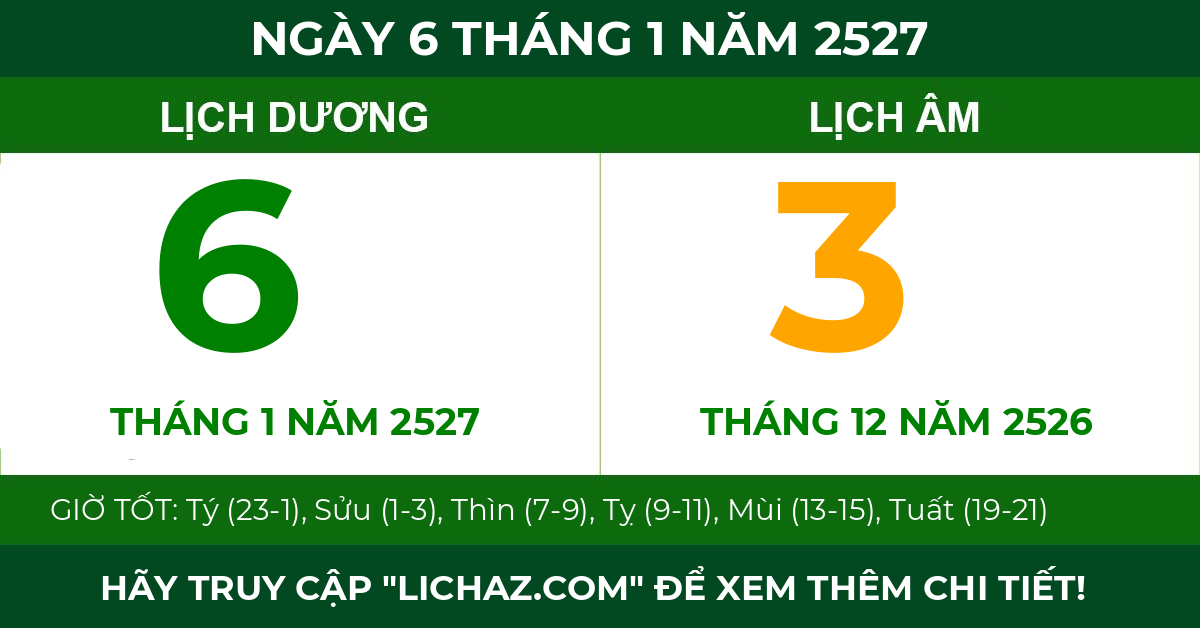 lịch âm ngày 6 tháng 1 năm 2527