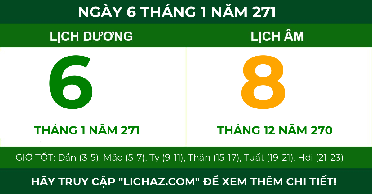 lịch âm ngày 6 tháng 1 năm 271