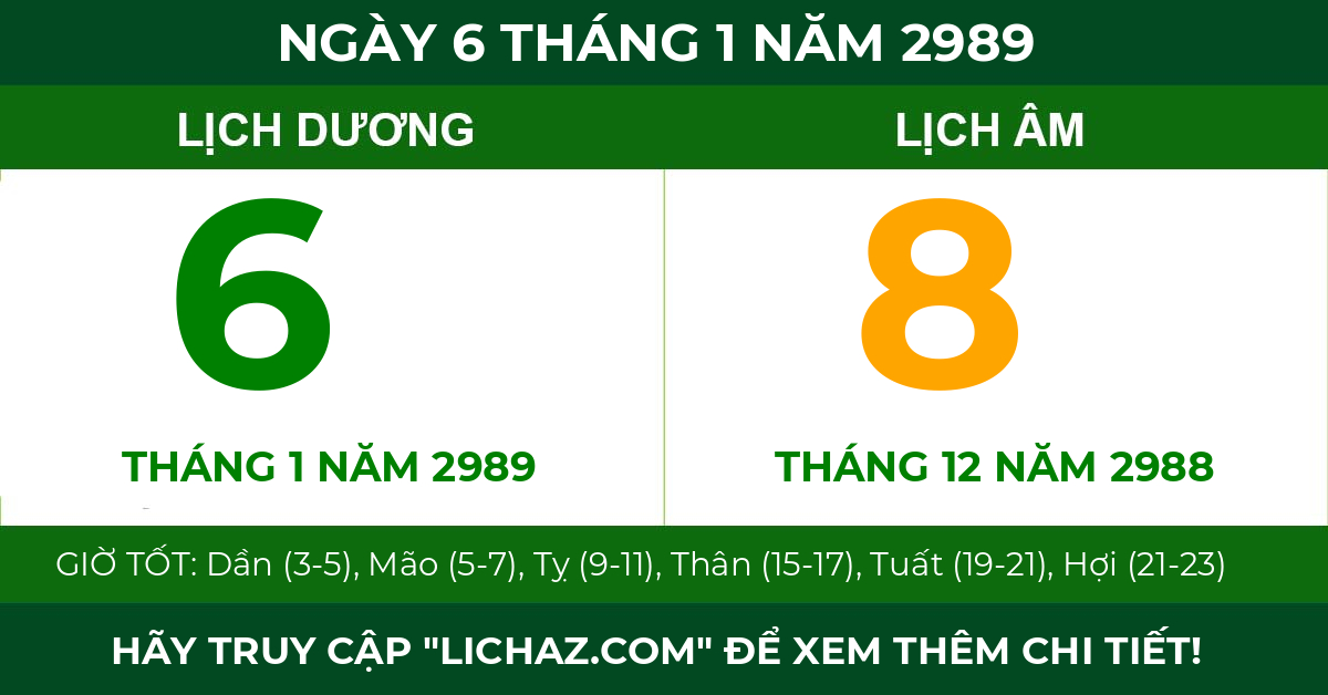 lịch âm ngày 6 tháng 1 năm 2989
