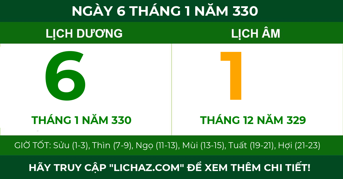 lịch âm ngày 6 tháng 1 năm 330